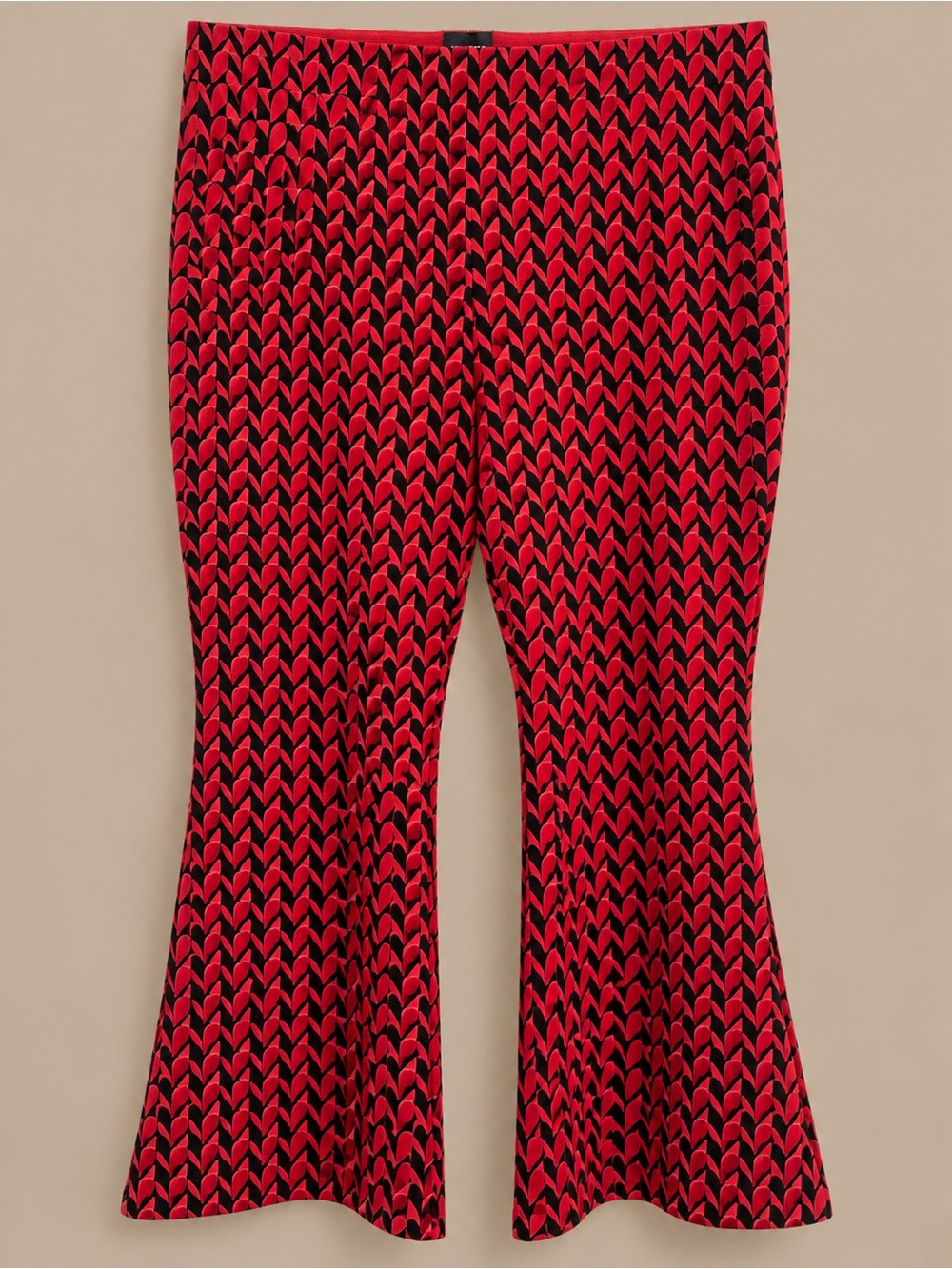 Anthropologie Maeve The Margot Kick Flare Crop Pants Red Black Geometric 1X